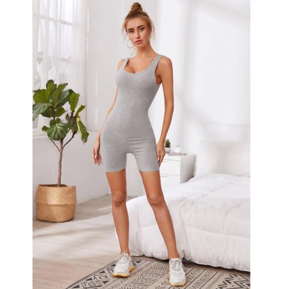 Rib knit romper